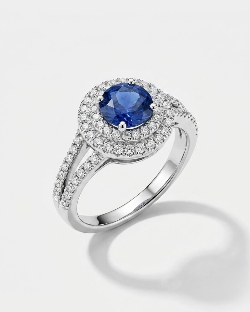 Layered Blue Halo Ring