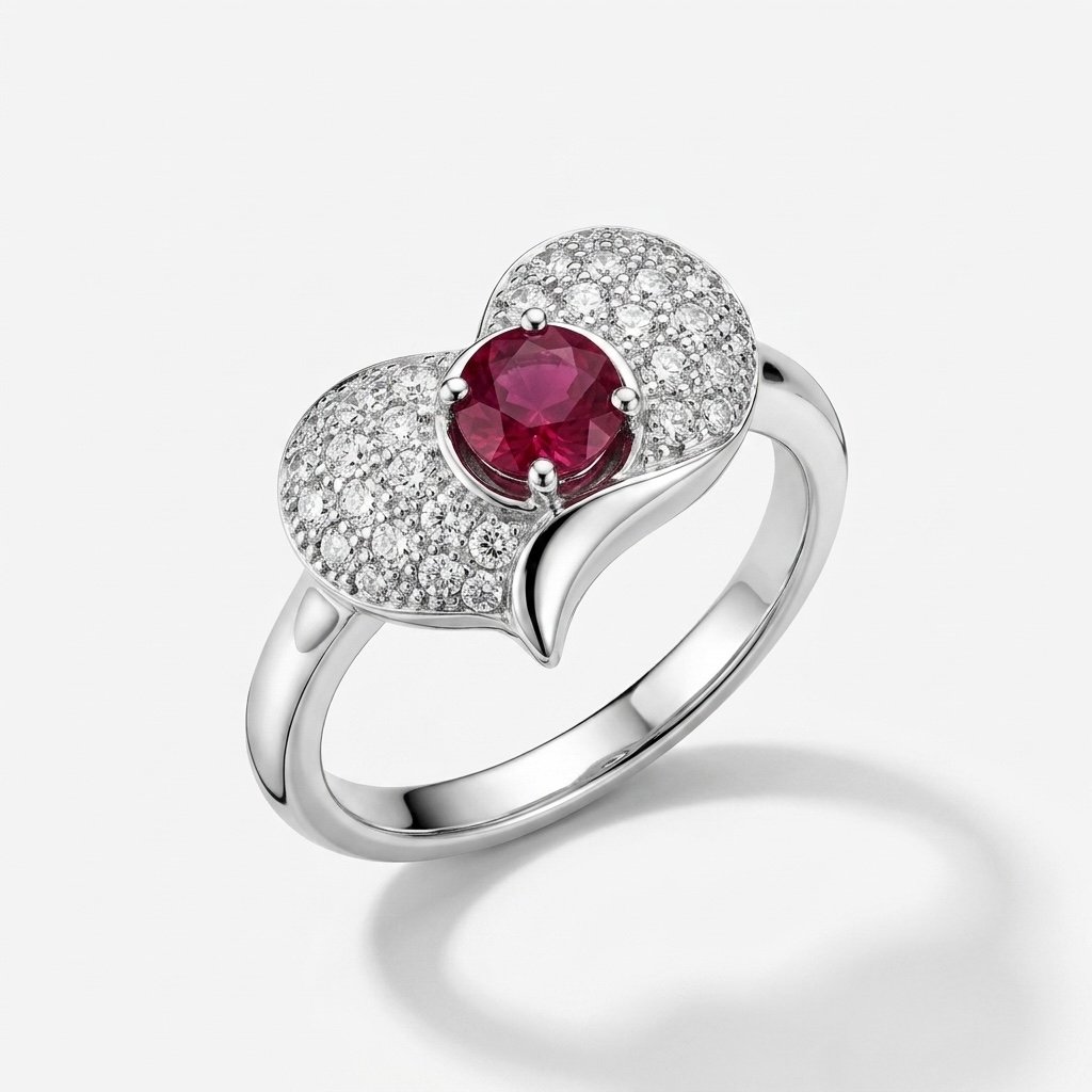 Pavé Ruby Heart Ring