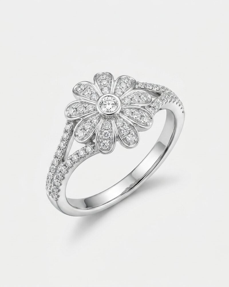 Pavé Silver Daisy Ring