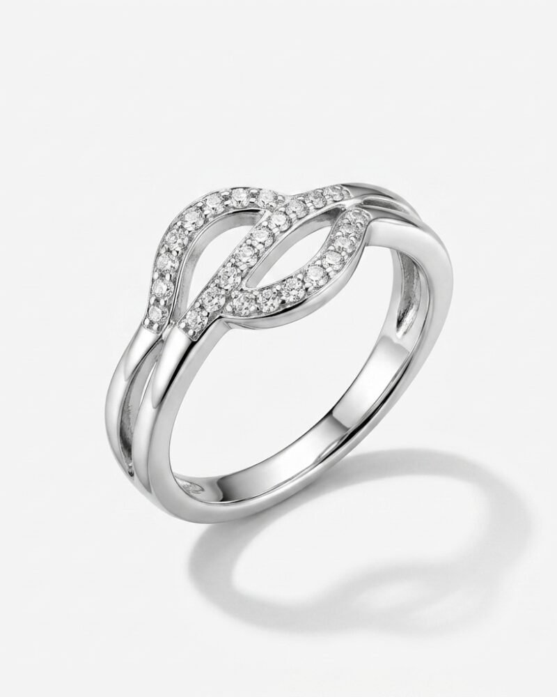 Pavé Woven Silver Ring