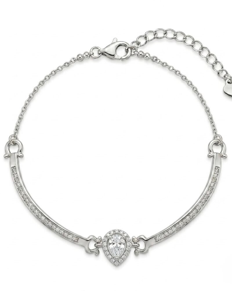 Pear Halo Bar Bracelet