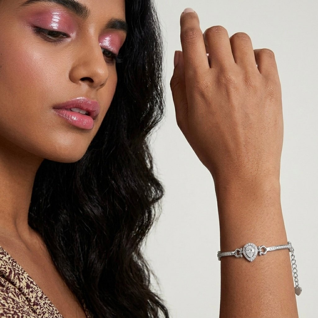 Pear Halo Bar Bracelet — alternate view