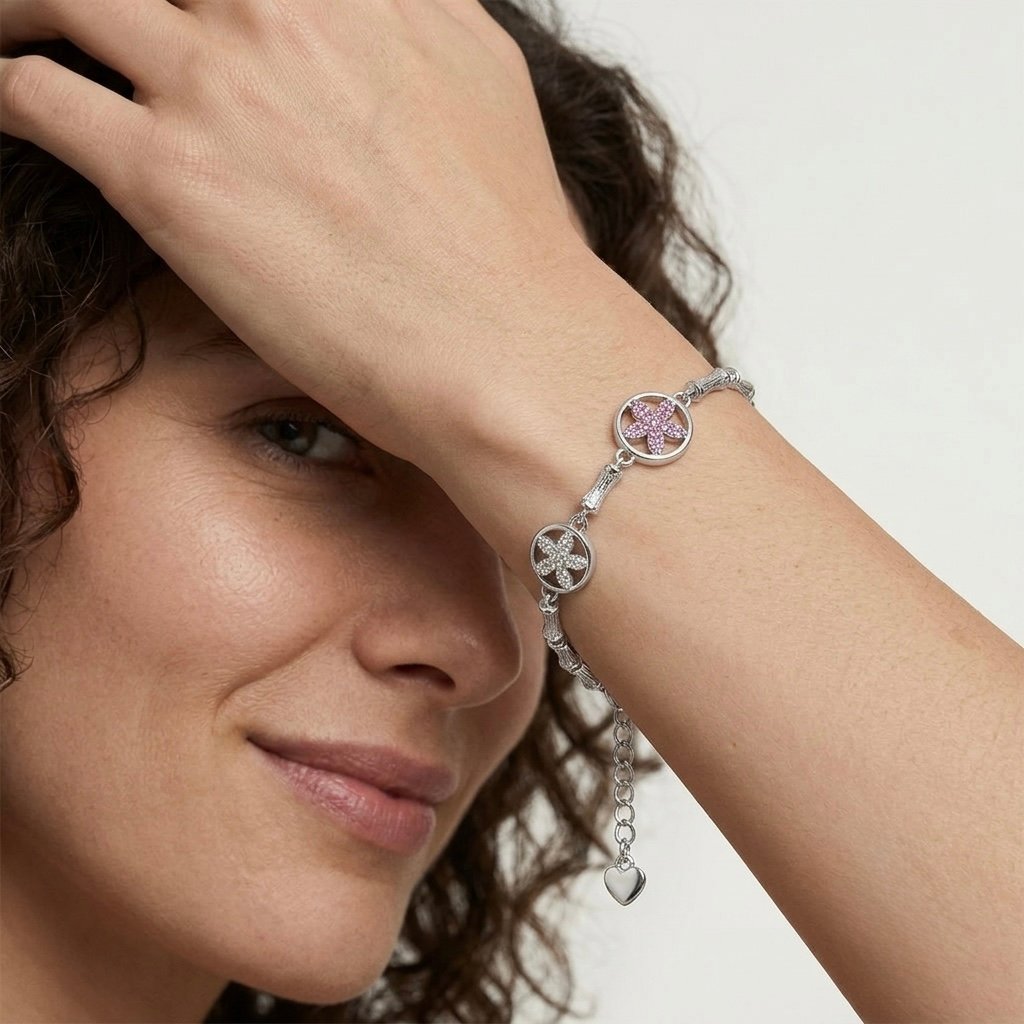 Pink Flower Trio Bracelet — alternate view