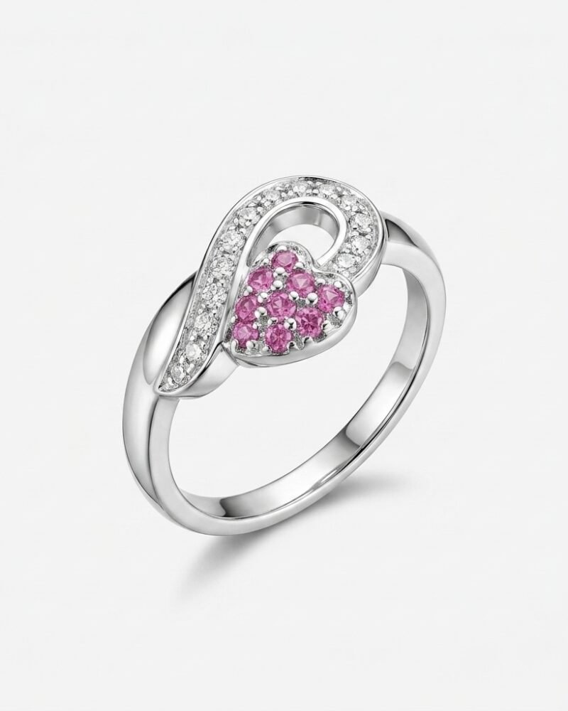 Pink Pavé Heart Ring