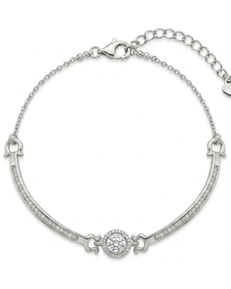 Round Halo Bar Bracelet