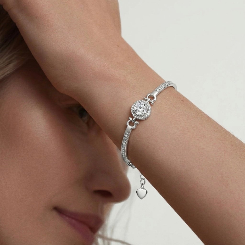 Round Halo Bar Bracelet — alternate view