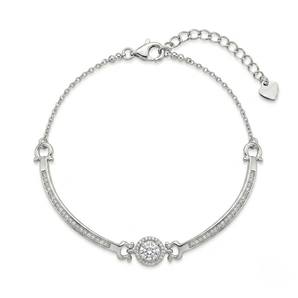 Round Halo Bar Bracelet