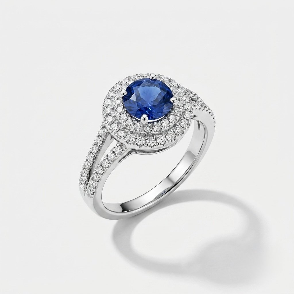 Sapphire Double Halo Ring