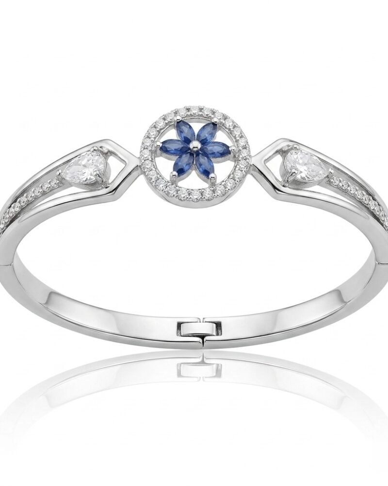 Sapphire Flower Halo Bangle