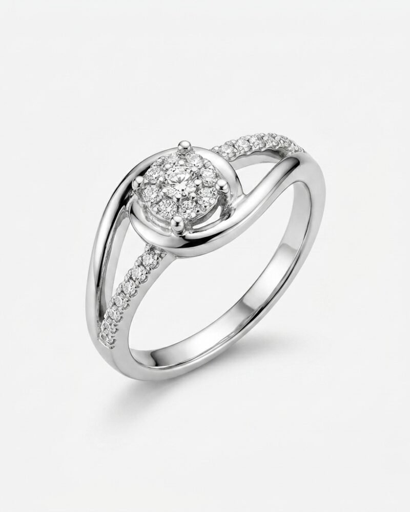 Silver Cluster Swirl Ring