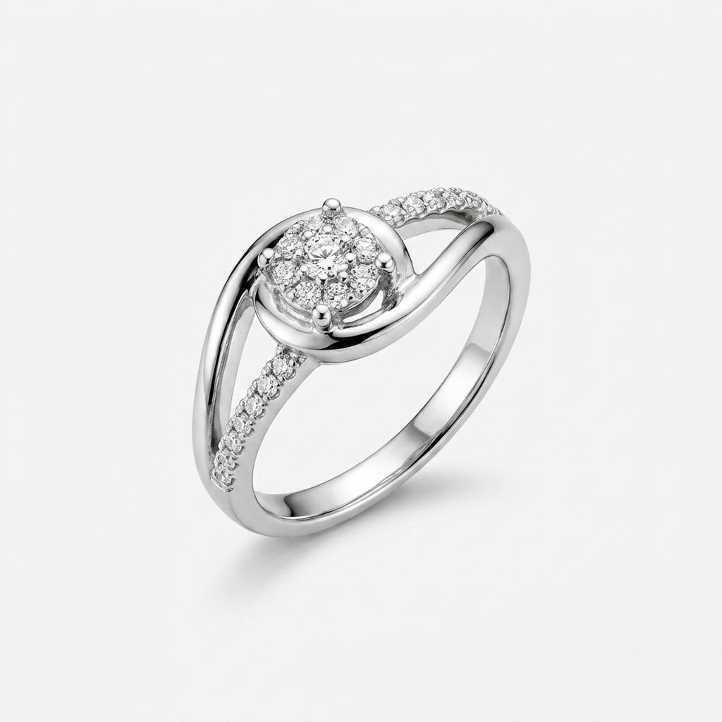 Silver Cluster Swirl Ring