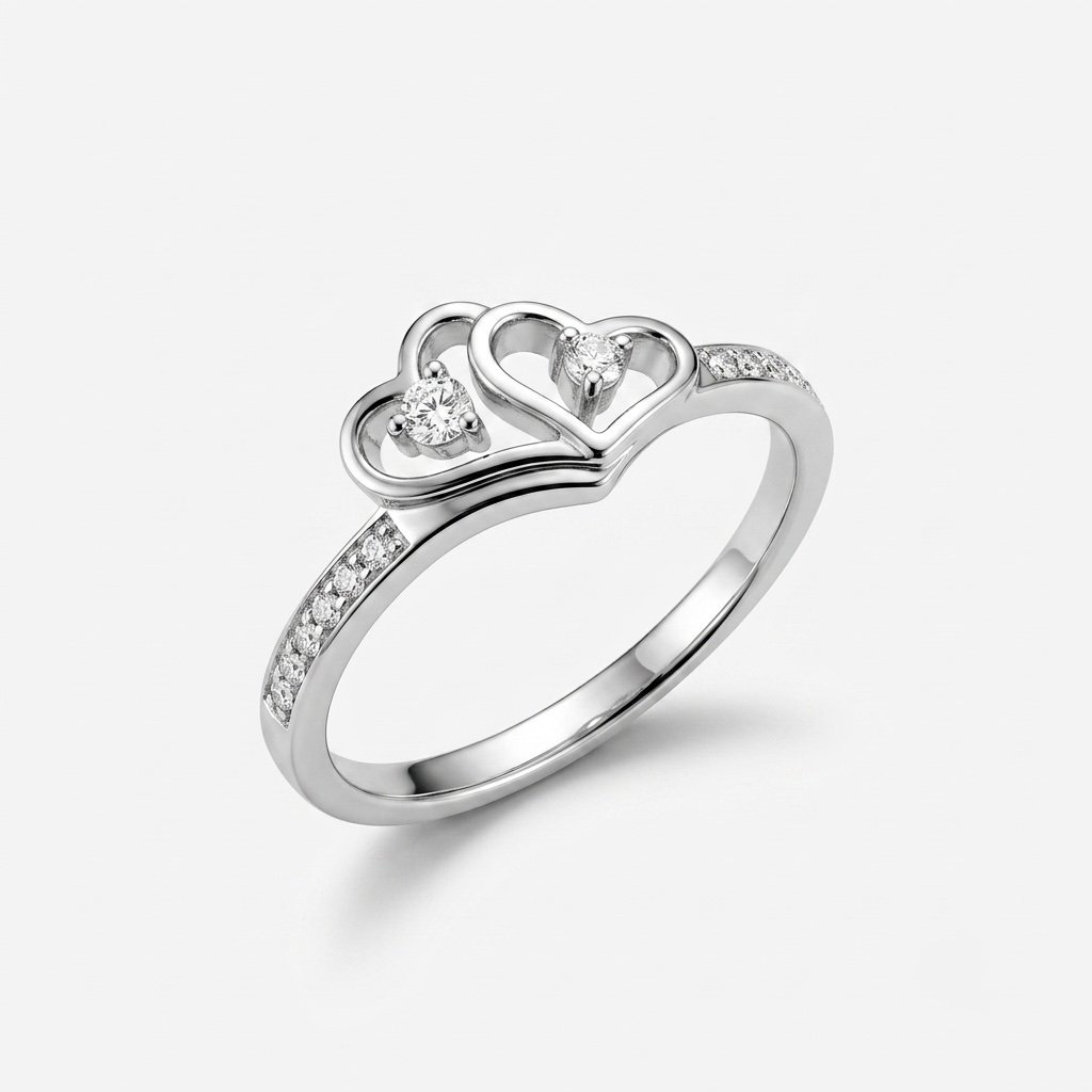 Silver Double Heart Ring