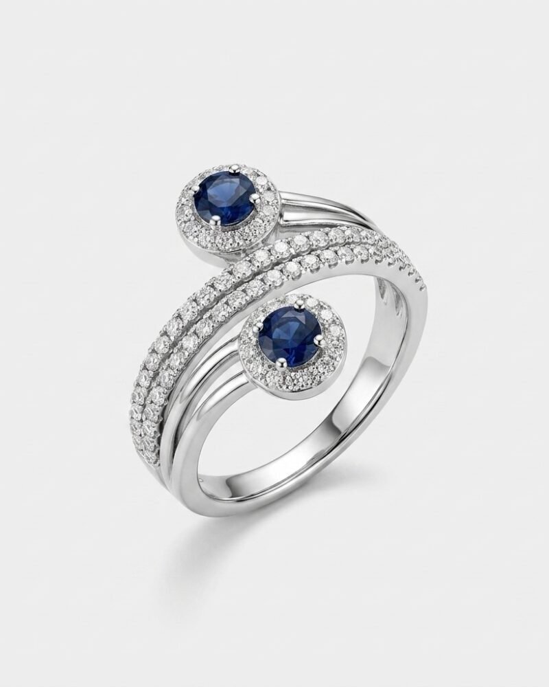 Twin Blue Halo Ring